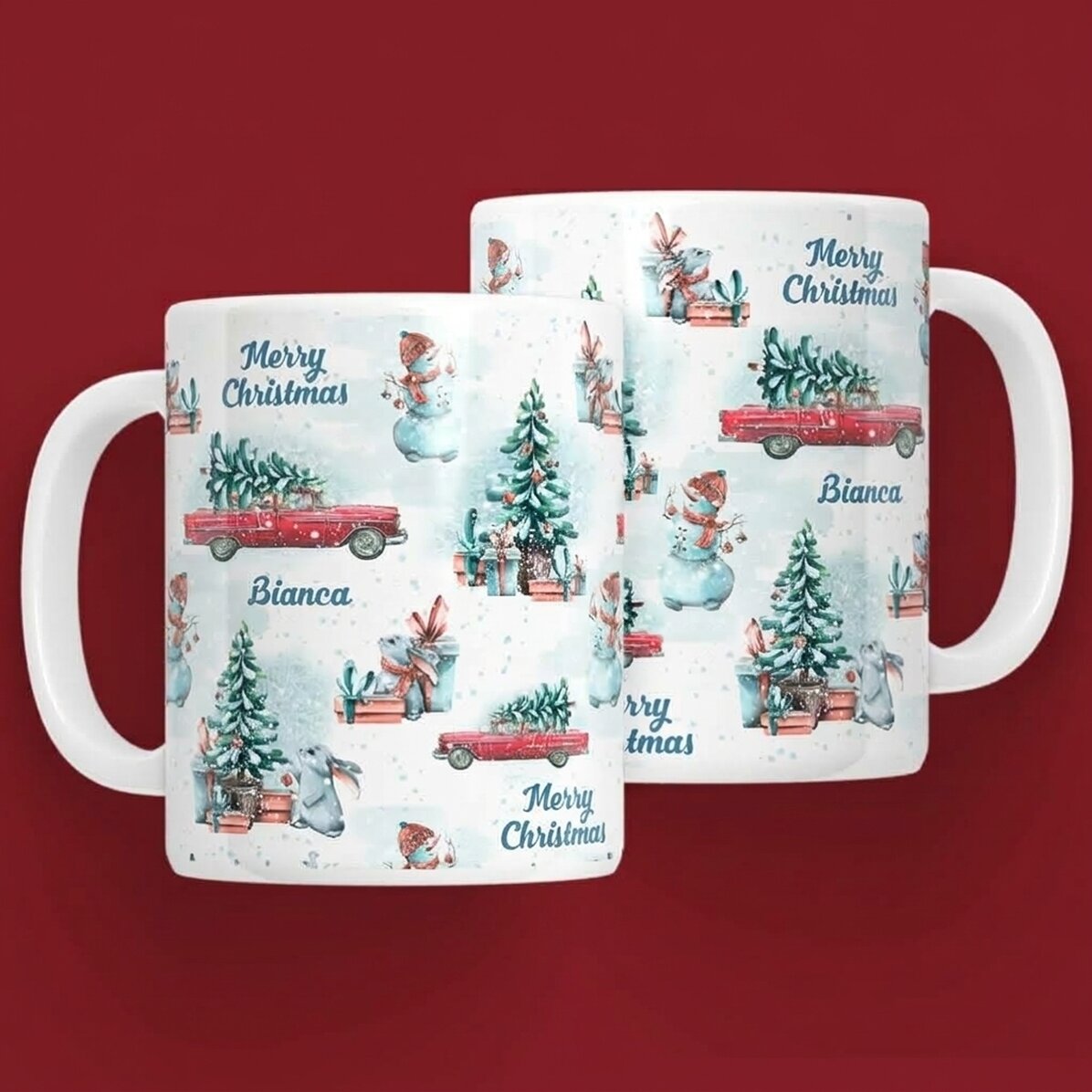 Gepersonaliseerde mok met tekst - Merry Christmas