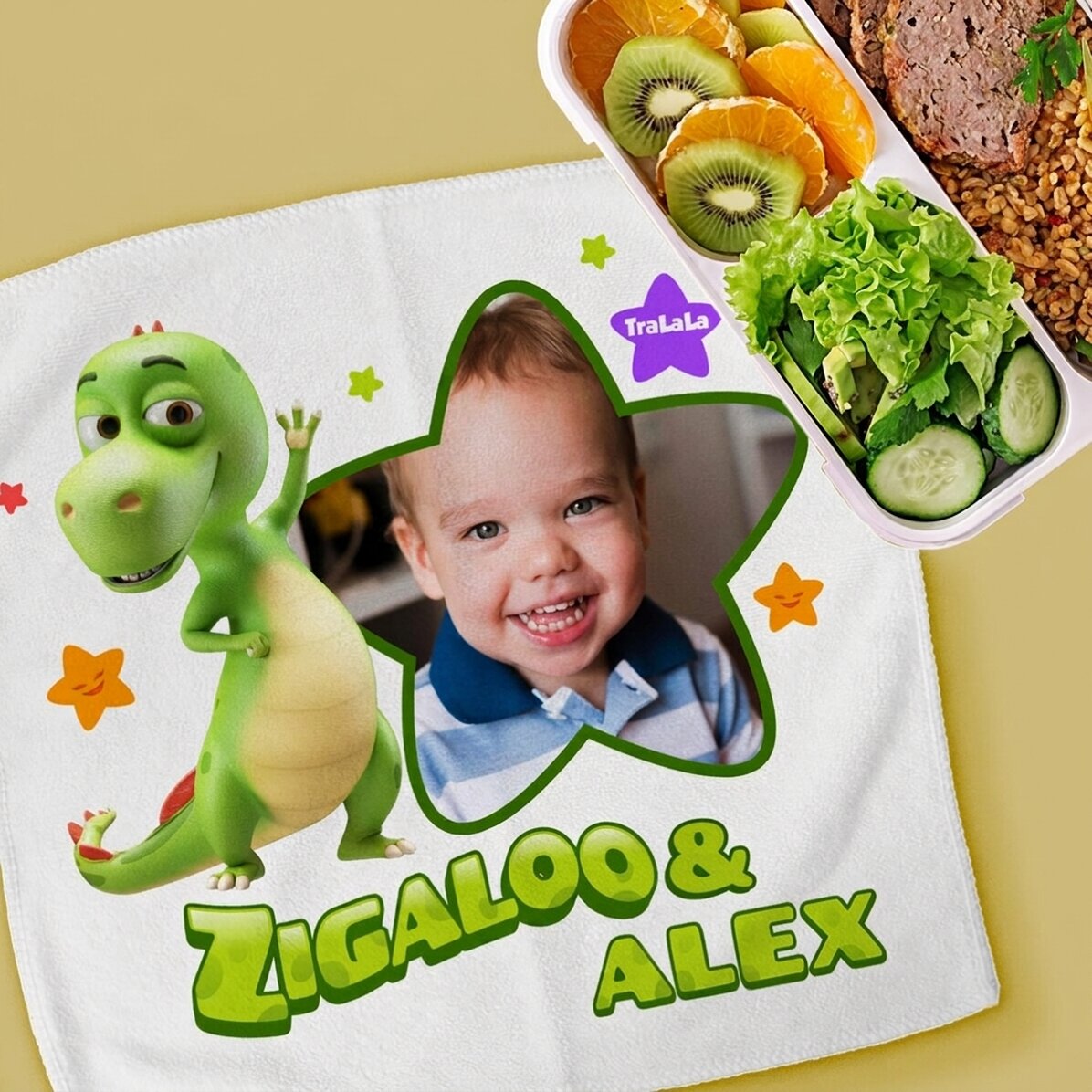 Serviette personnalisée avec nom et photo - Moi et Zigaloo