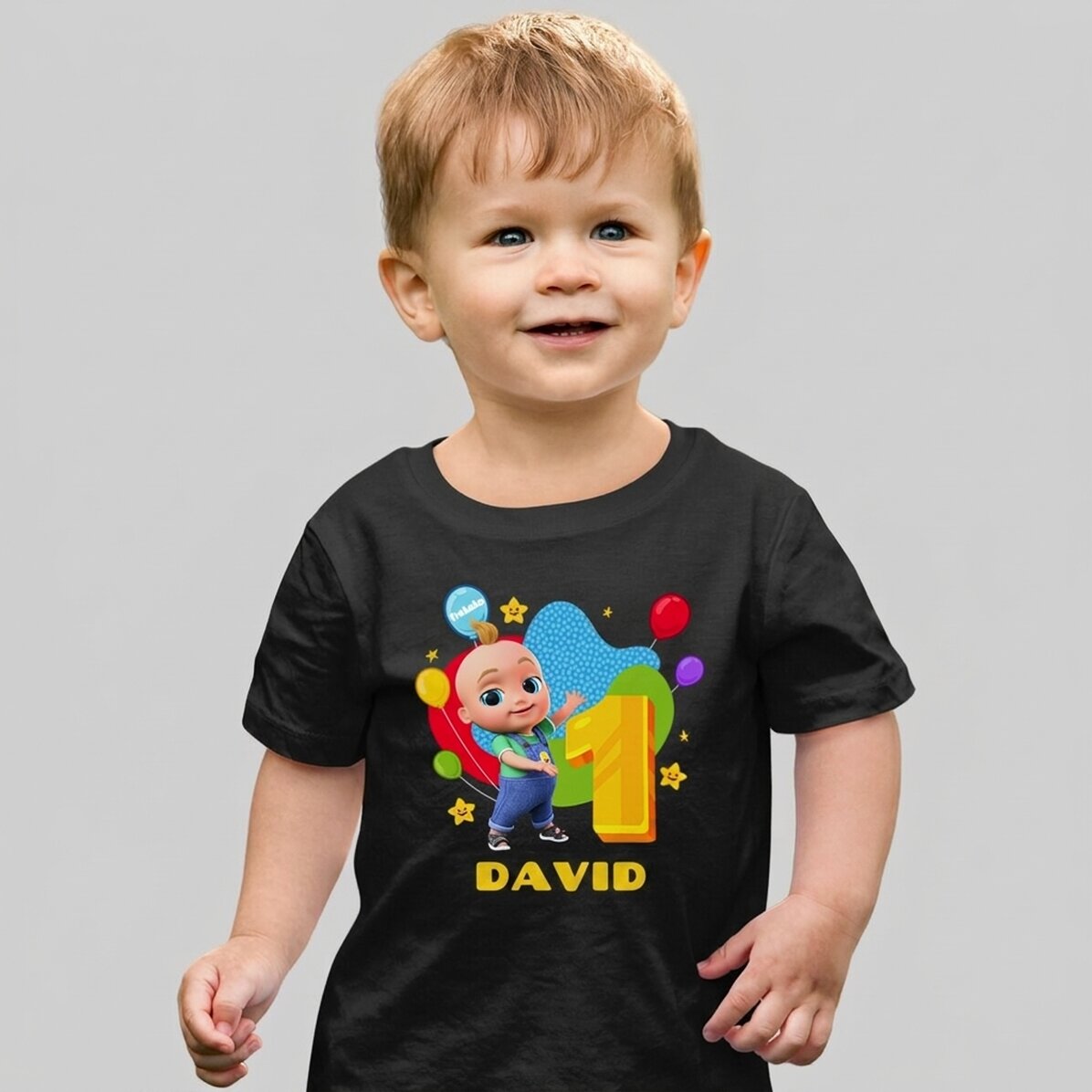 T-shirt en coton pour enfants personnalisé avec un prénom - Anniversaire avec Johny
