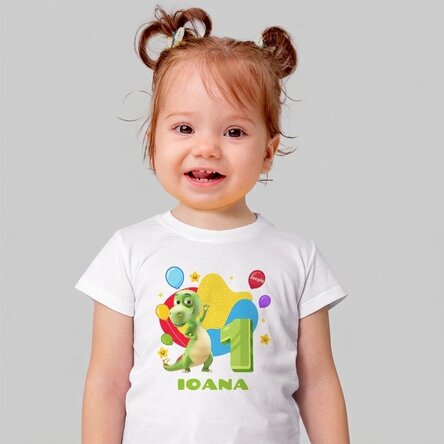 Katoenen T-shirt voor kinderen, gepersonaliseerd met naam - Verjaardag met Zigaloo