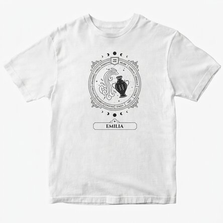 T-shirt en coton personnalisé avec prénom et signe du zodiaque - Verseau