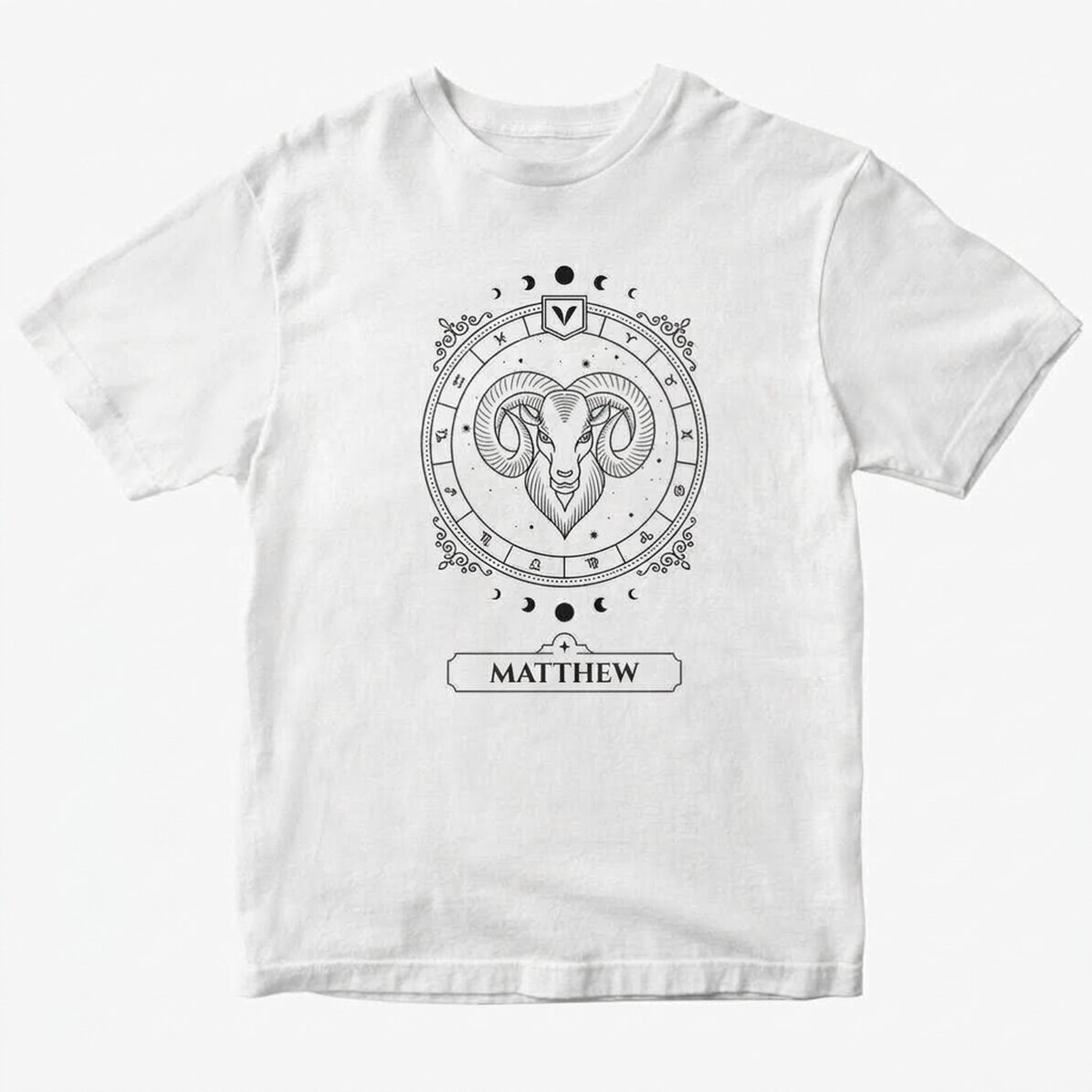 Katoenen T-shirt met naam en sterrenbeeld - Ram