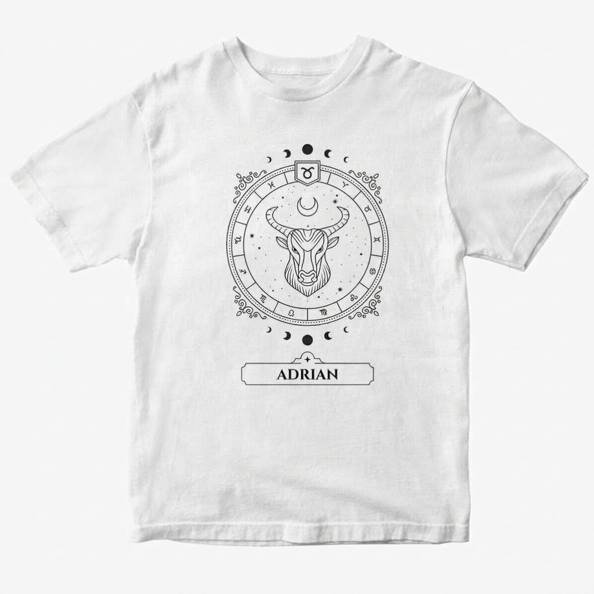 Katoenen T-shirt met naam en sterrenbeeld - Stier