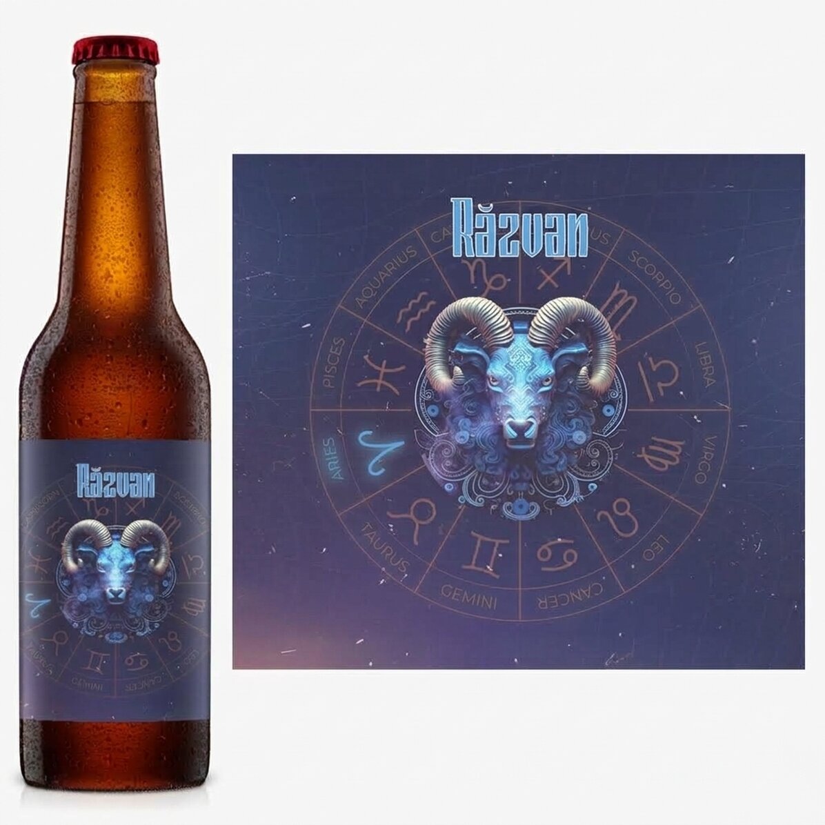 Bier met naam en sterrenbeeld - Ram