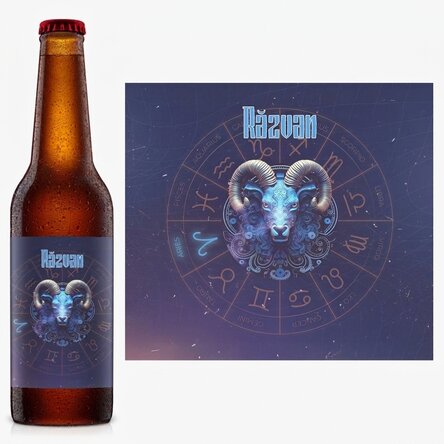 Bière personnalisée avec nom et signe du zodiaque - Bélier