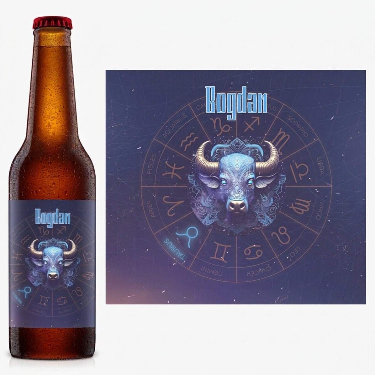 Bier met naam en sterrenbeeld - Stier