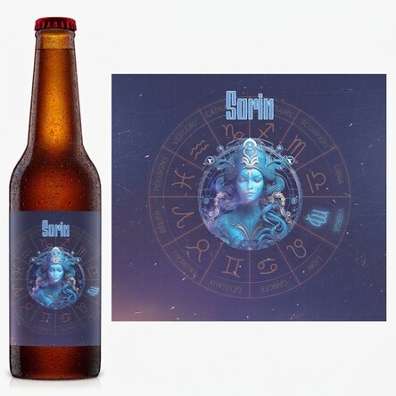 Bière personnalisée avec nom et signe du zodiaque - Vierge
