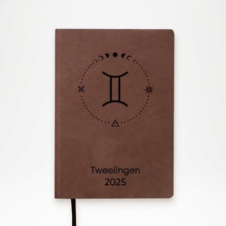 Gepersonaliseerde leren agenda met tekst en het sterrenbeeld Tweelingen