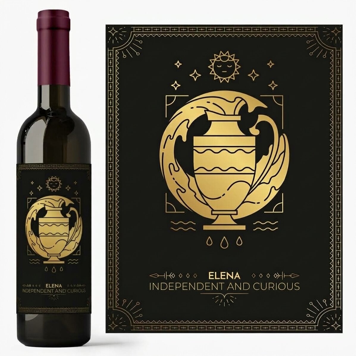 Vin personnalisé avec un texte et un signe du zodiaque - Verseau