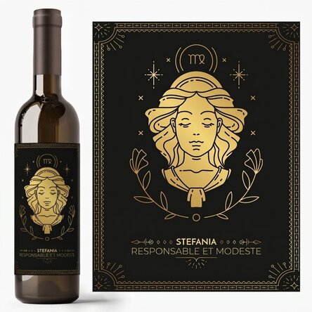 Vin personnalisé avec un message et un signe du zodiaque - Vierge