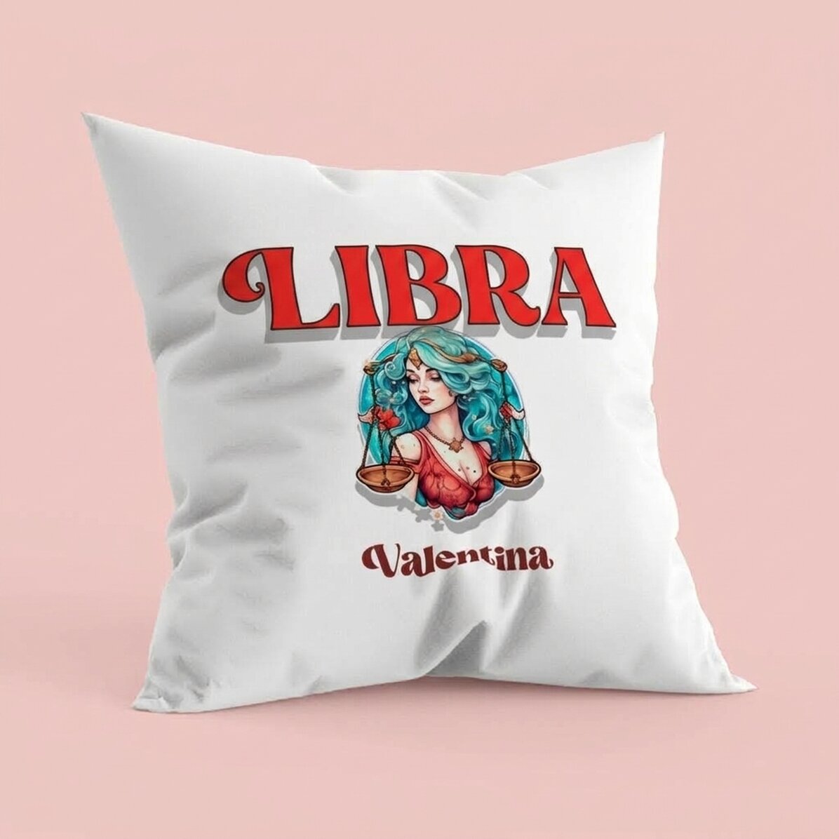Coussin personnalisé avec prénom et signe du zodiaque - Balance
