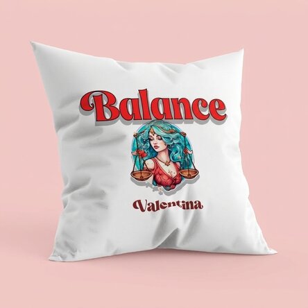 Coussin personnalisé avec prénom et signe du zodiaque - Balance
