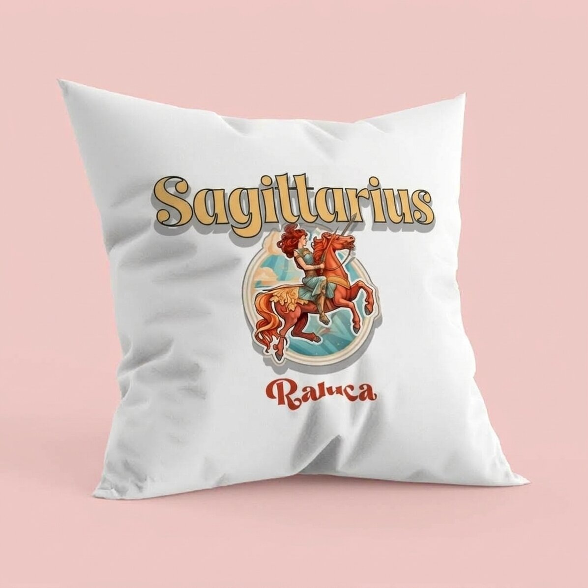 Coussin personnalisé avec prénom et signe du zodiaque - Sagittaire