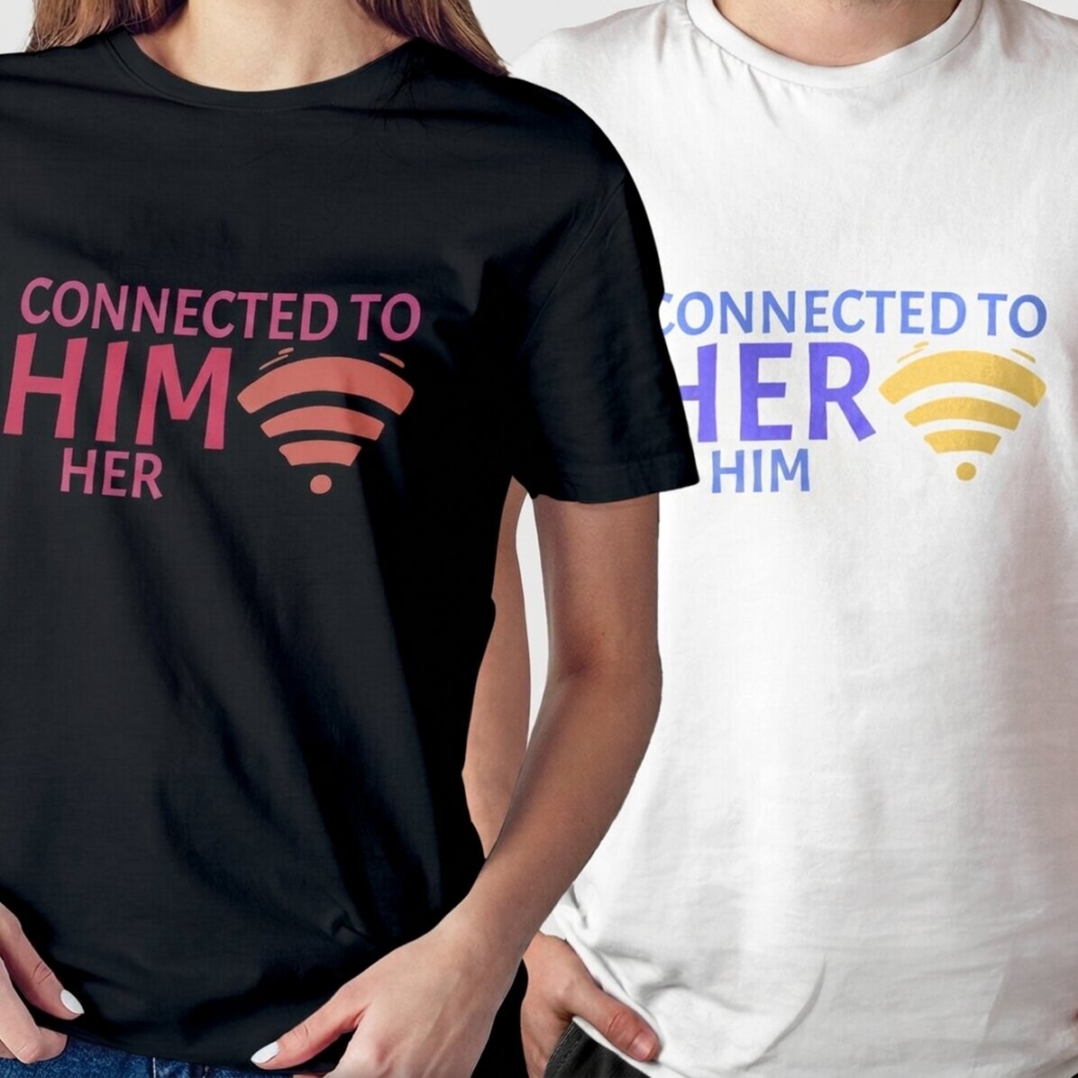 T-shirt en coton personnalisé avec un texte - Connected to