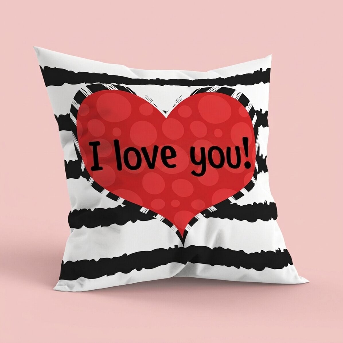 Coussin personnalisé avec inscription, grand format - Doodle heart