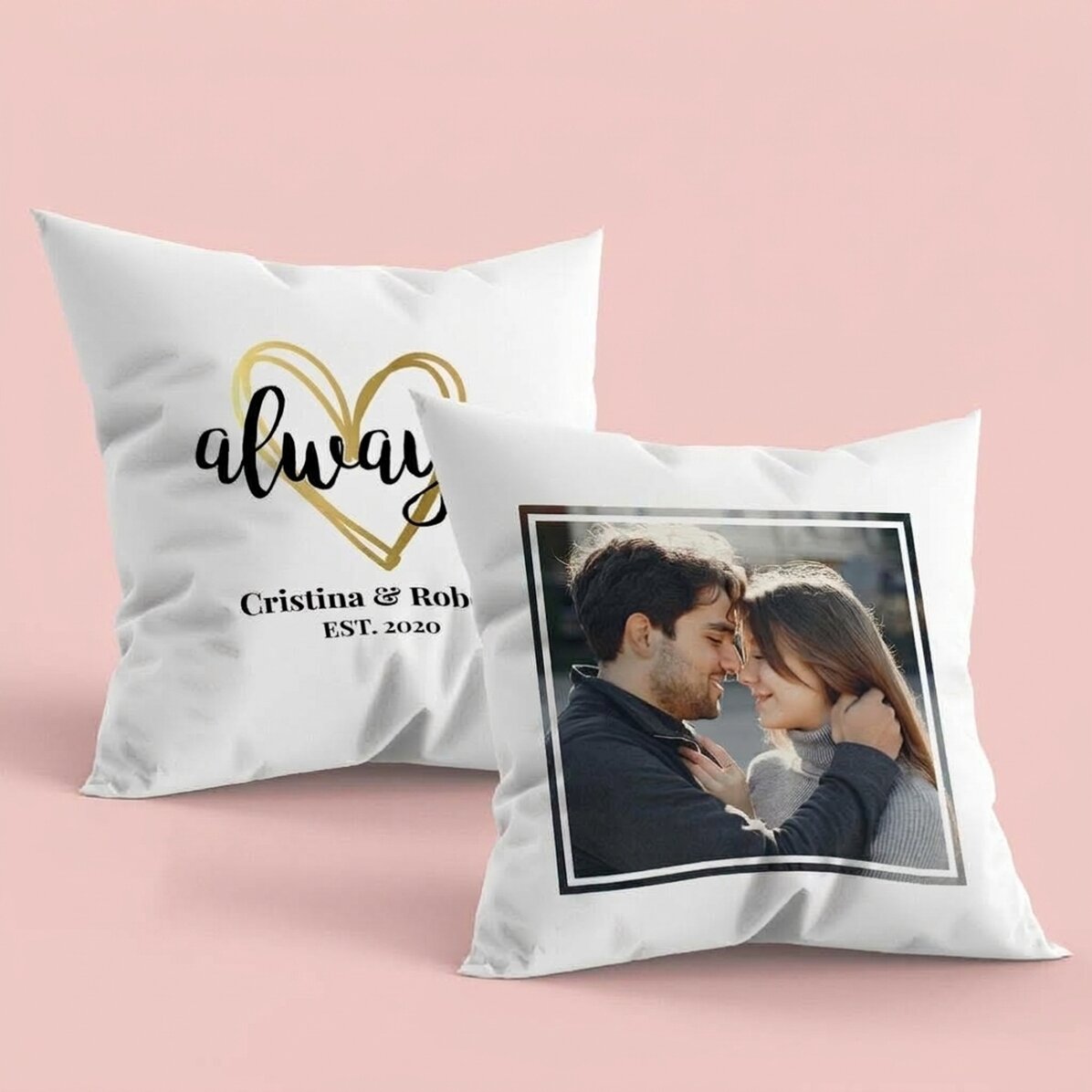 Coussin personnalisé avec une photo et un message recto-verso - Always