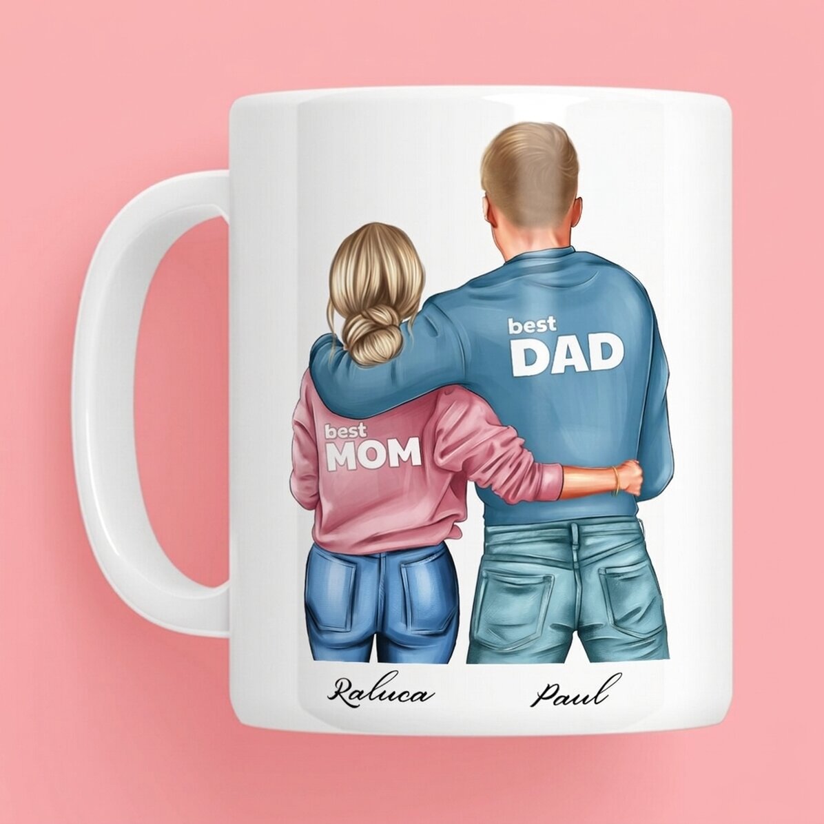 Gepersonaliseerde mok met naam - Mom & Dad