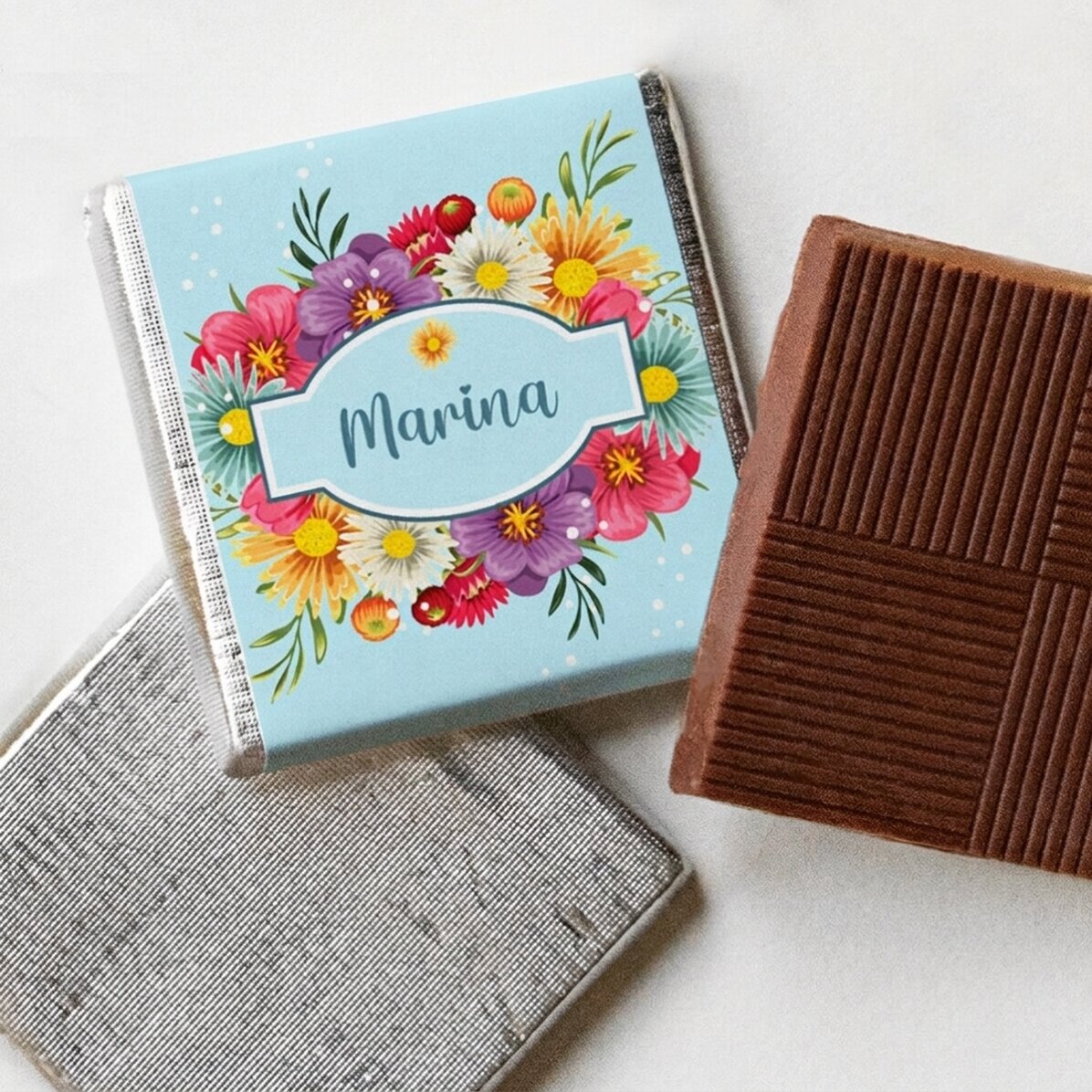 Gepersonaliseerde mini-chocolade met naam - Lentebloemen