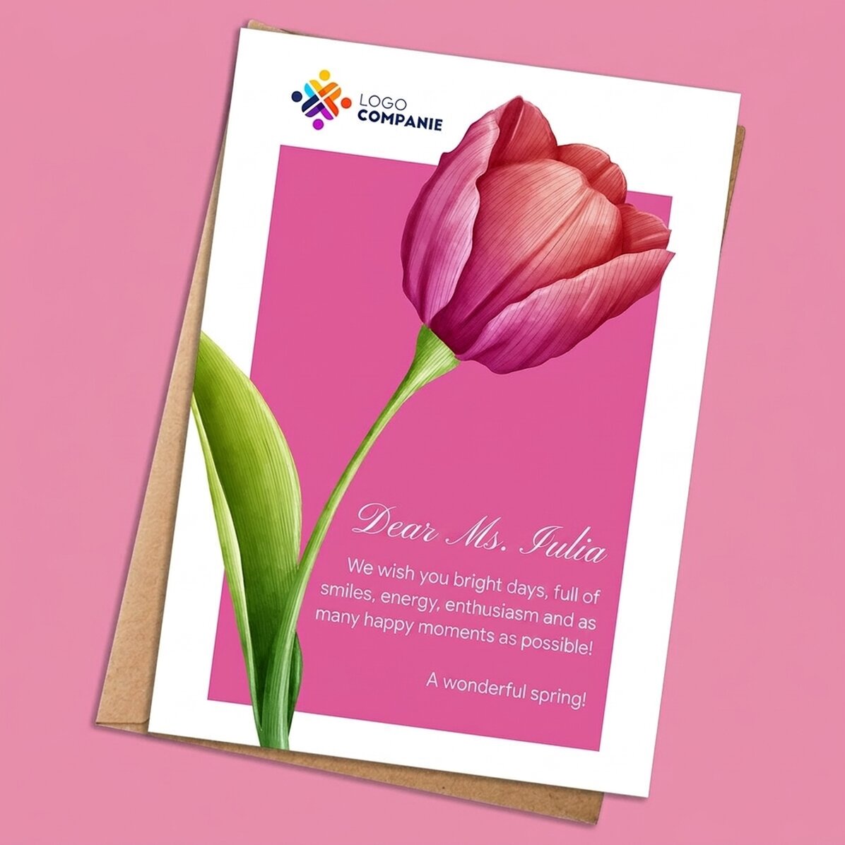 Carte personnalisée avec texte et logo - Printemps