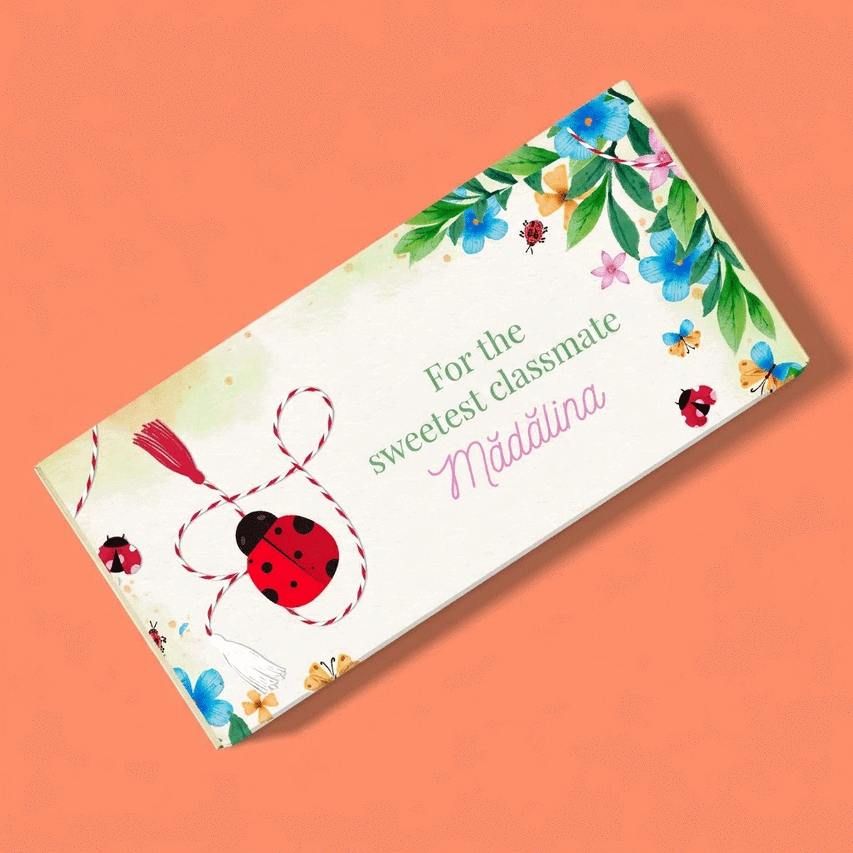 Chocolade met een persoonlijke naam en boodschap voor haar