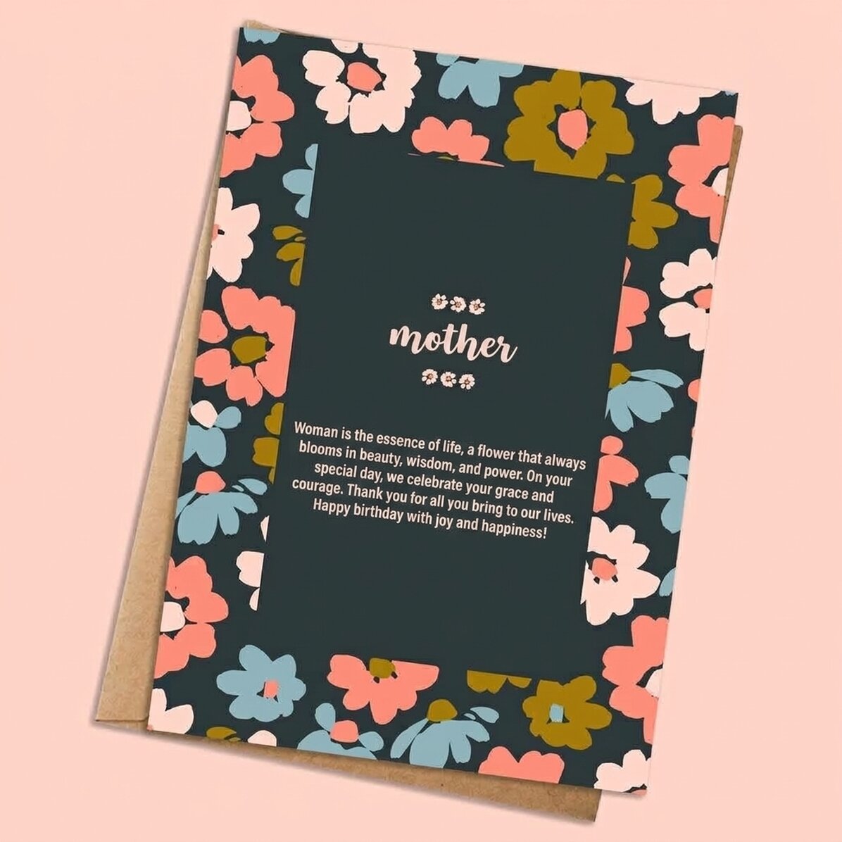 Gepersonaliseerde kaart met tekst - Schattige bloemen
