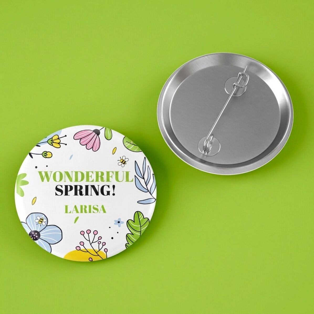 Gepersonaliseerde button met tekst - Doodle spring