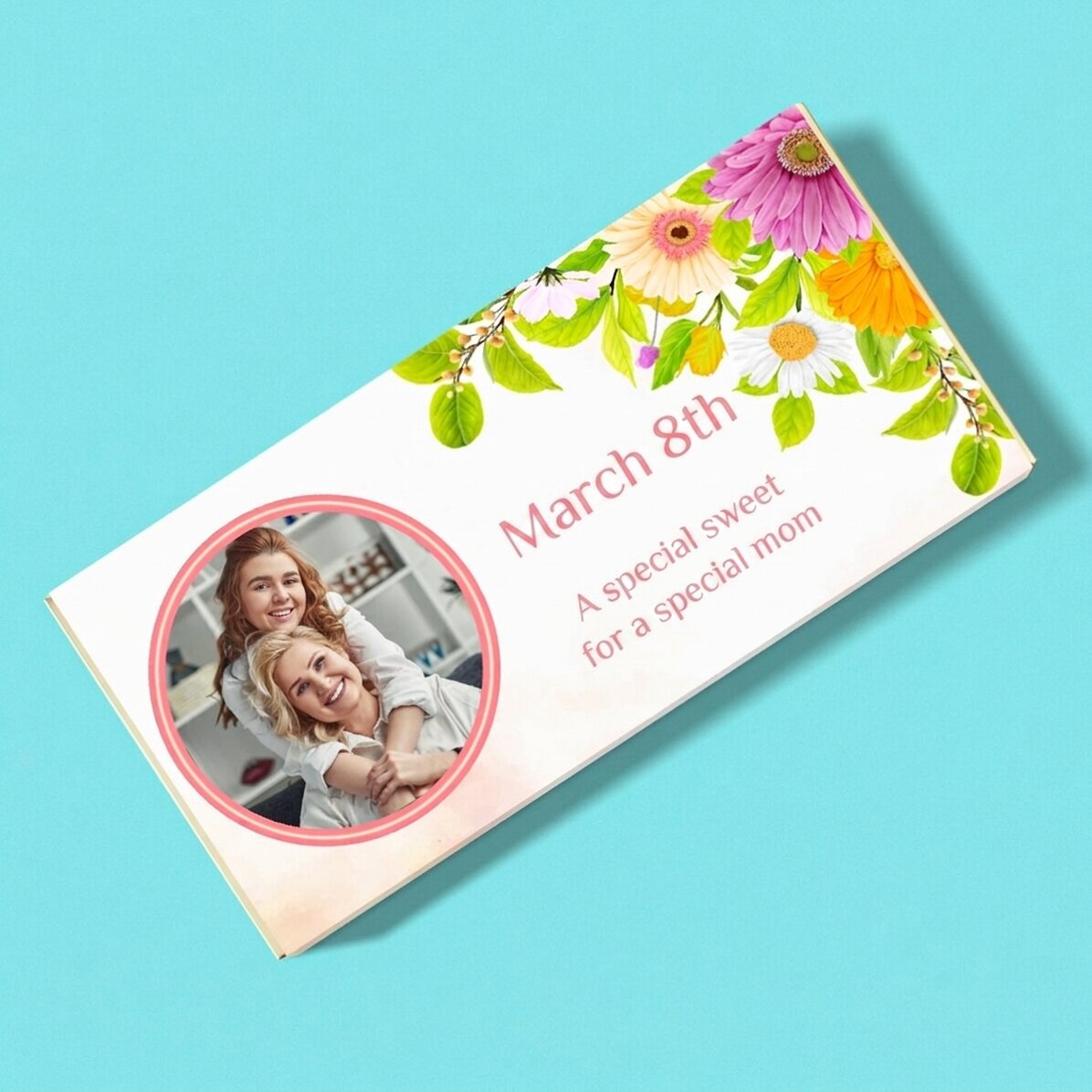 Chocolat personnalisé avec photo et texte - Fleurs de printemps