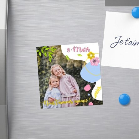 Aimant 10 x 10 personnalisé avec photo et texte - Happiness