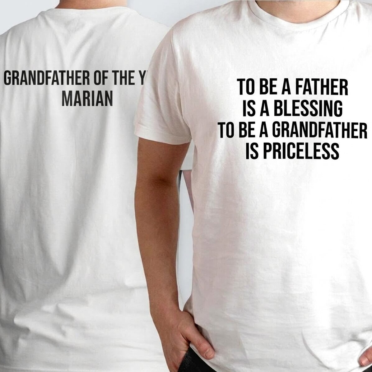 Gepersonaliseerd katoenen T-shirt met tekst aan de voor- en achterkant