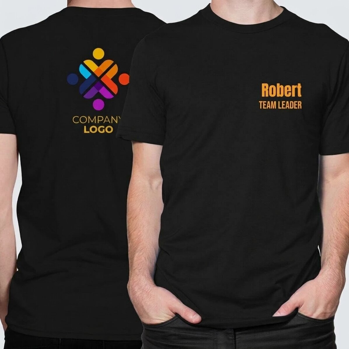 T-shirt en coton personnalisé avec texte et logo recto-verso