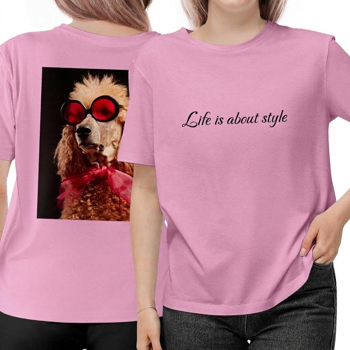 T-shirt en coton personnalisé avec un texte et une photo recto-verso