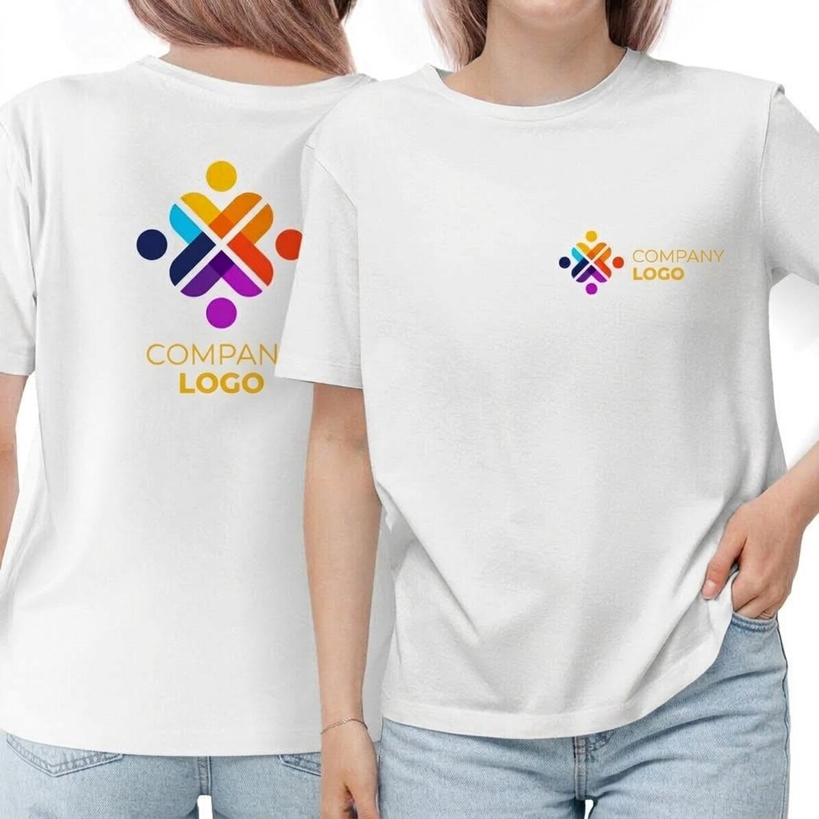 T-shirt en coton personnalisé avec logo sur le devant et au dos
