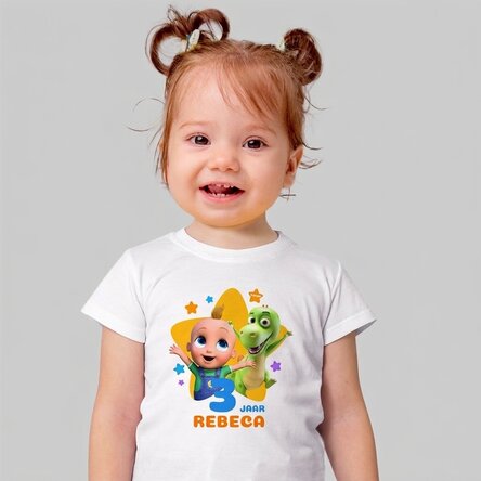 Katoenen T-shirt voor kinderen, gepersonaliseerd met naam - Verjaardag met TraLaLa
