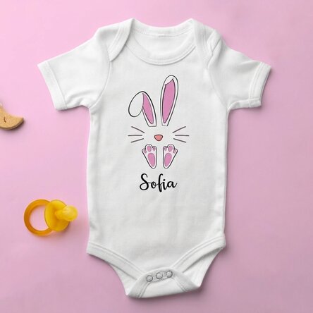Body pour bébé personnalisé avec son prénom - Lapin de Pâques