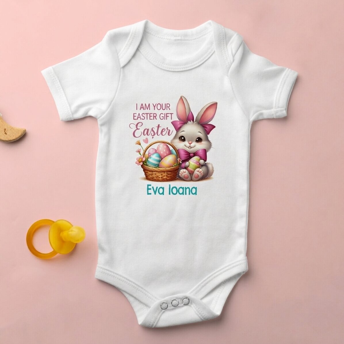 Body voor kinderen, gepersonaliseerd met naam - Paasgeschenk, Babymeisje