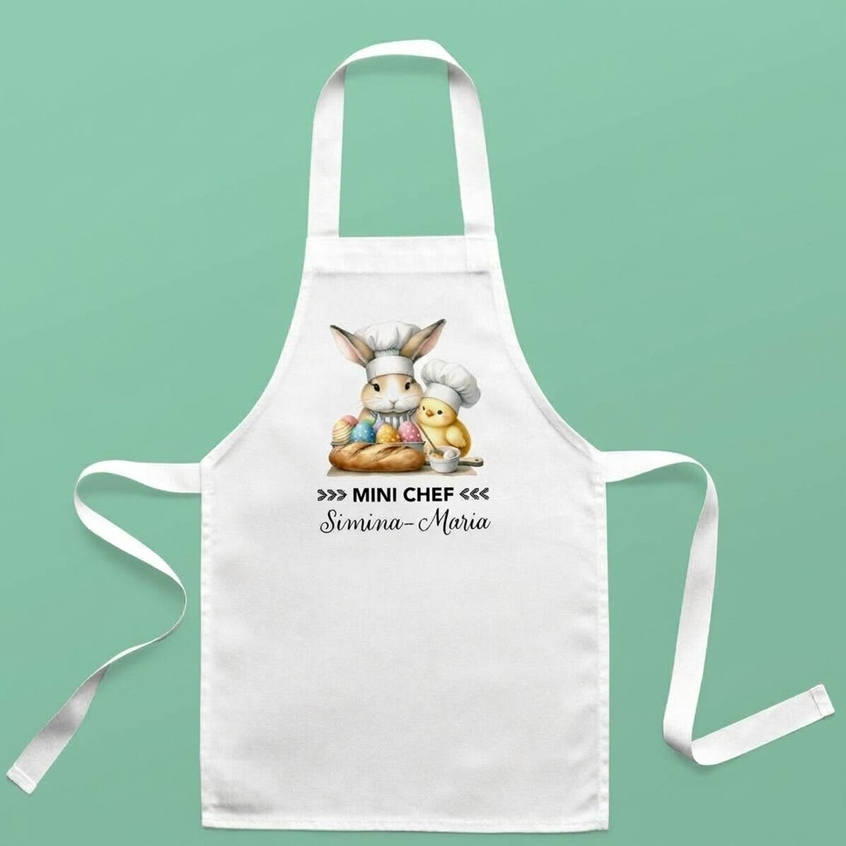 Tablier personnalisé pour enfants avec inscription - Petits animaux de Pâques