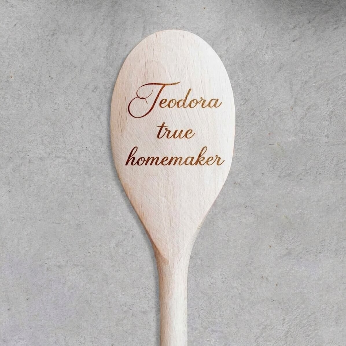 Houten lepel met gepersonaliseerde tekst - Gospodina