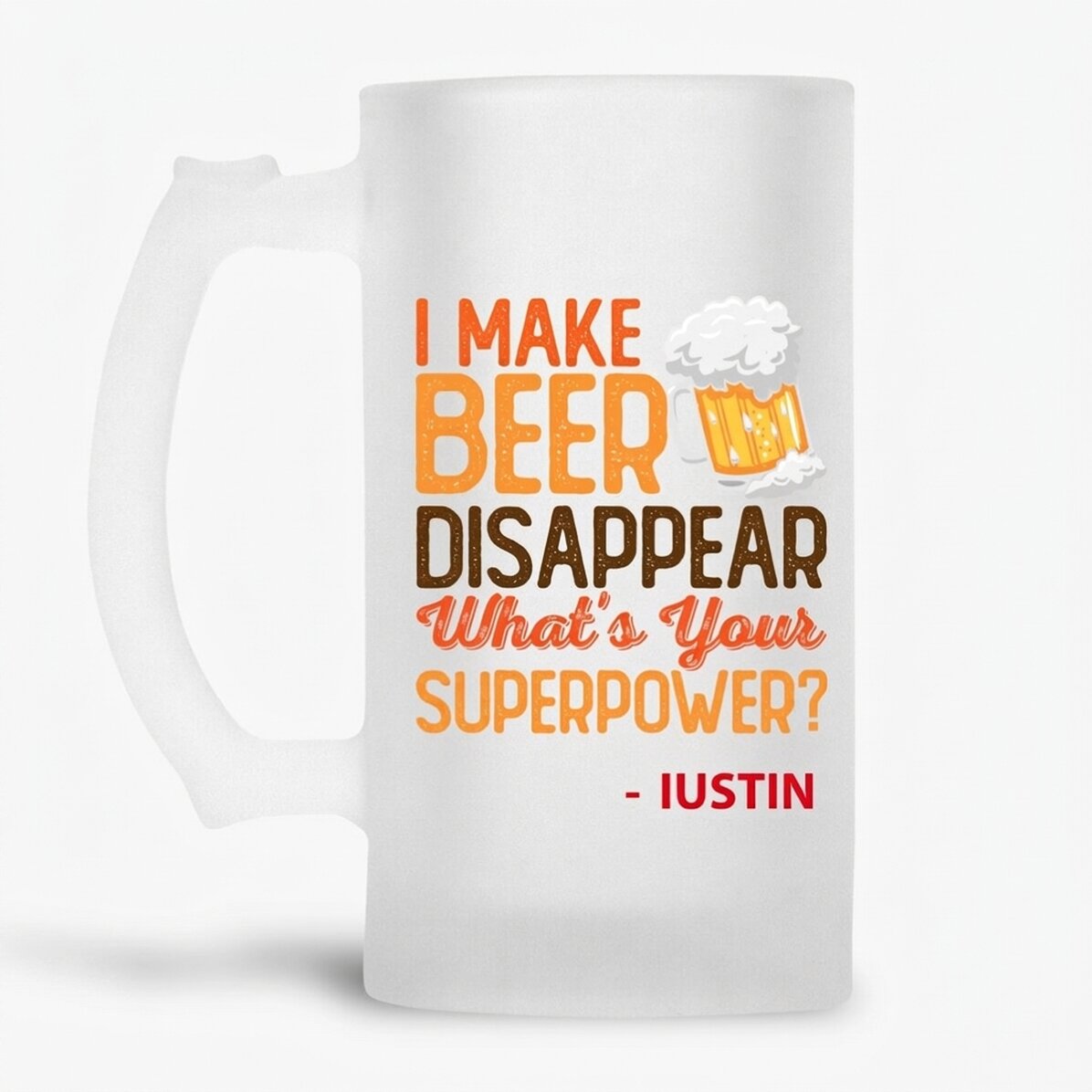 Chope à bière personnalisée avec un prénom - Superpower