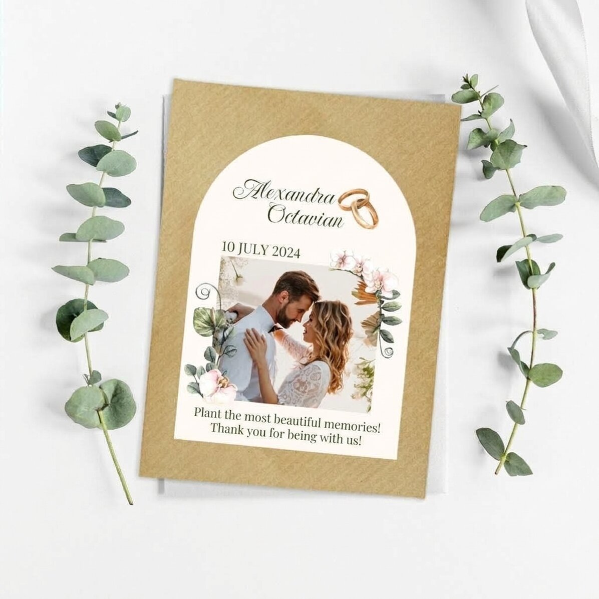 Cadeau de mariage personnalisé à planter, avec photo et texte