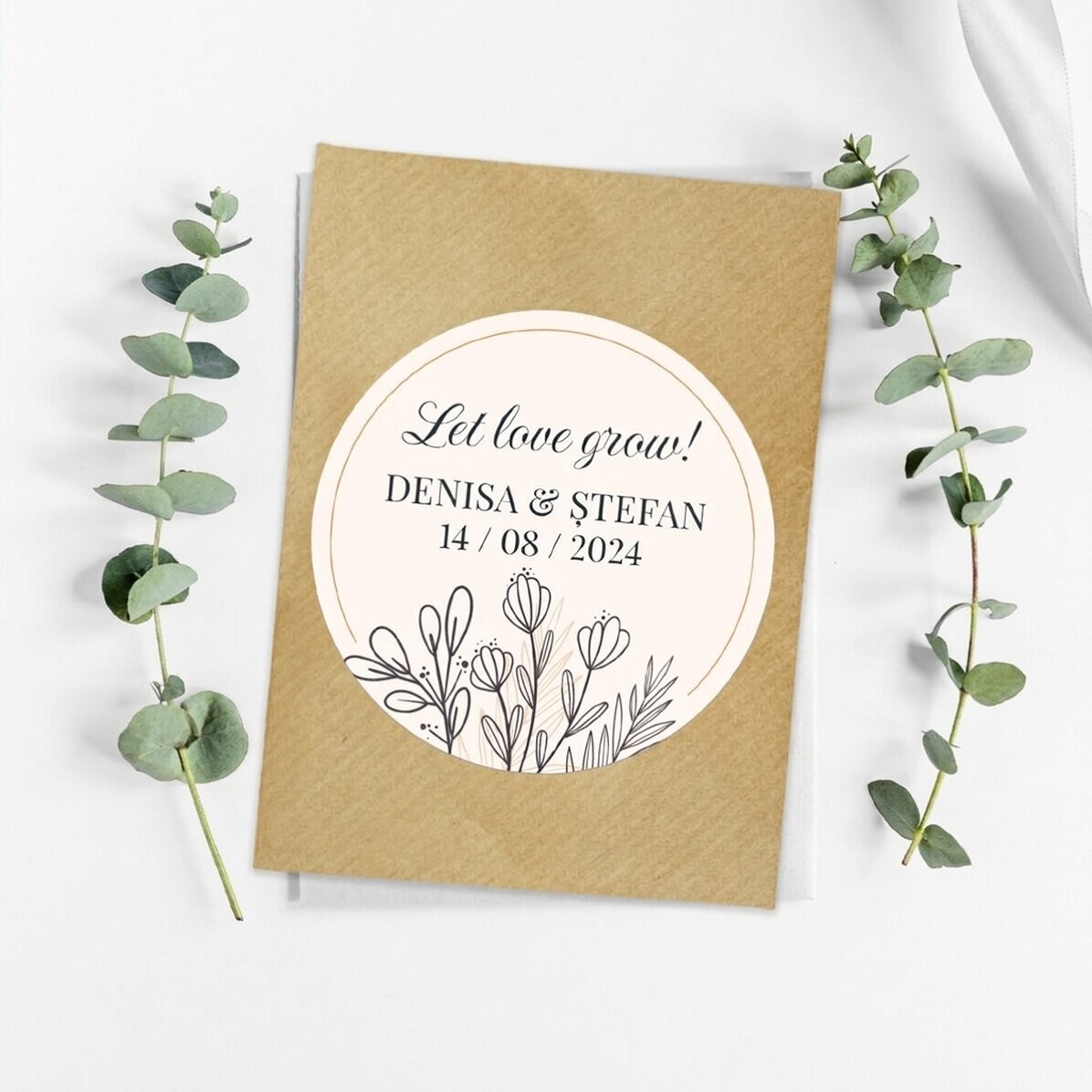 Gepersonaliseerd plantbaar aandenken met boodschap voor de bruiloft - Let love grow
