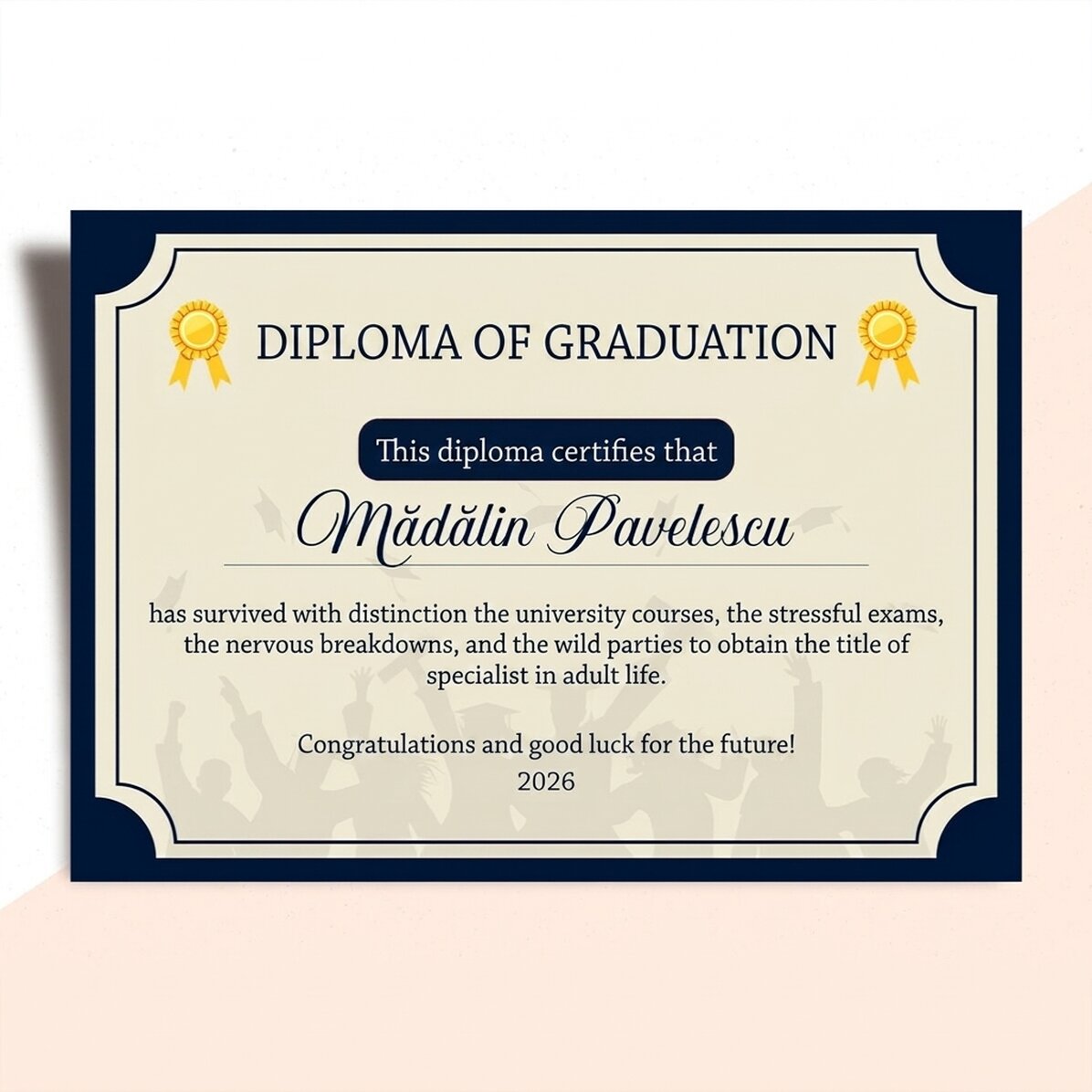 Gepersonaliseerd diploma met tekst - Het volwassen leven
