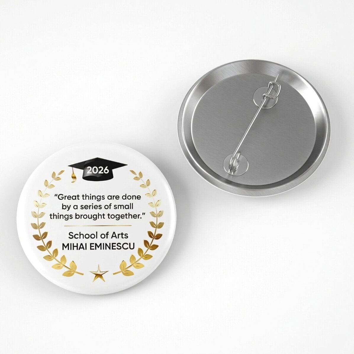 Gepersonaliseerde button met boodschap - Afstuderen