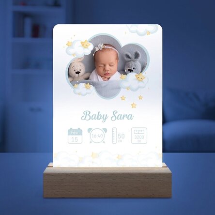 Lampe de veille LED personnalisée avec photo et texte - Bébé