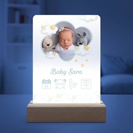 Gepersonaliseerde LED-nachtlampje met foto en tekst - Baby