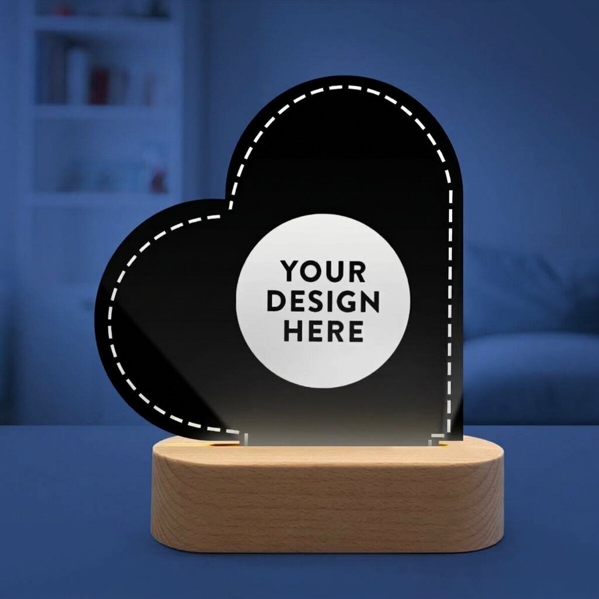 Gepersonaliseerde LED-nachtlampje in de vorm van een hart met jouw eigen afbeelding