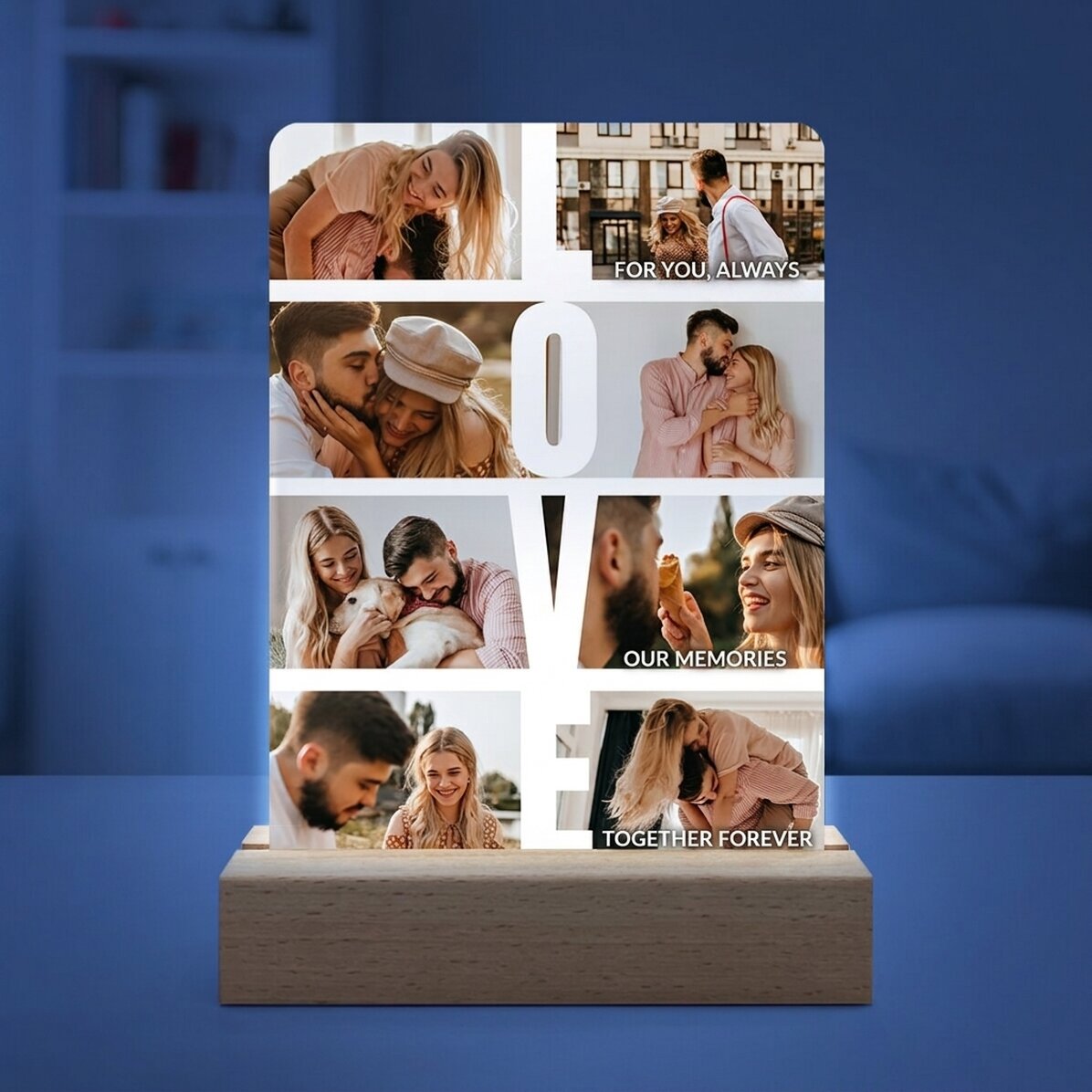 Lampe de veille LED personnalisée avec 8 photos