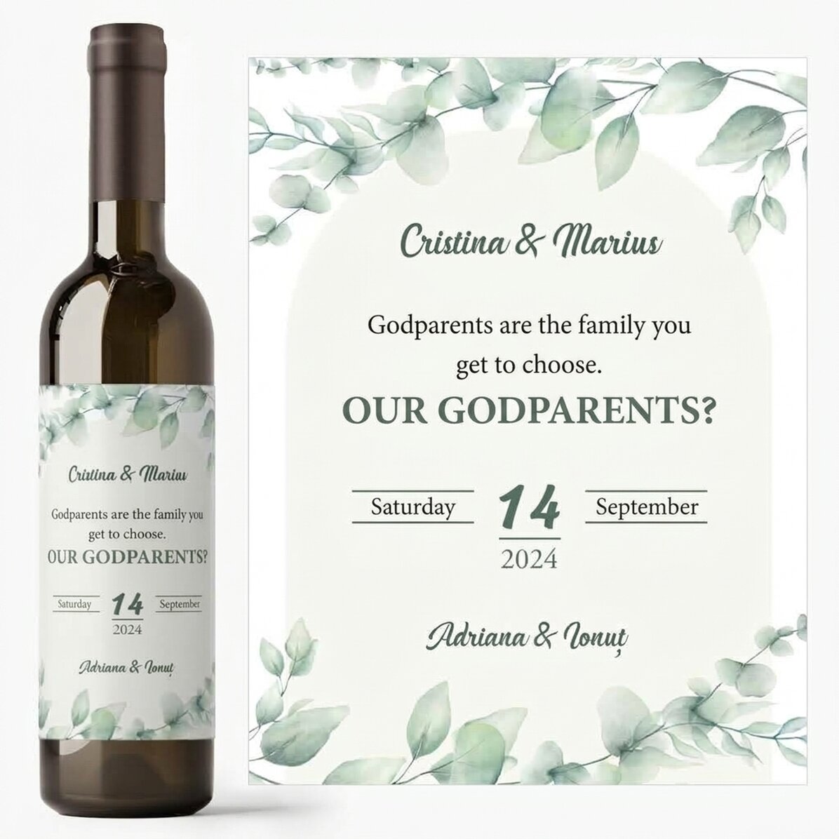 Vin personnalisé avec un message - Pour les parrains et marraines