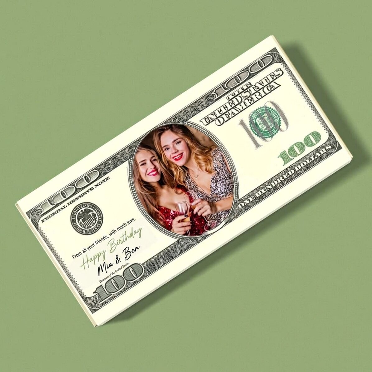 Chocolat personnalisé avec photo et message - Dollars