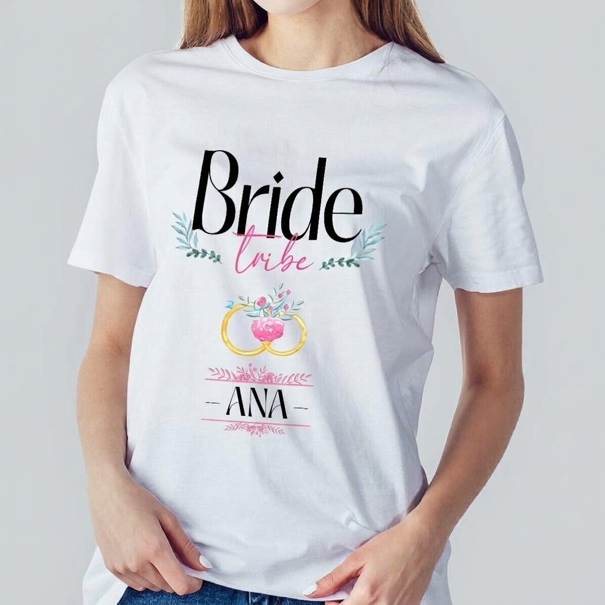 T-shirt met eigen tekst - Bride Tribe