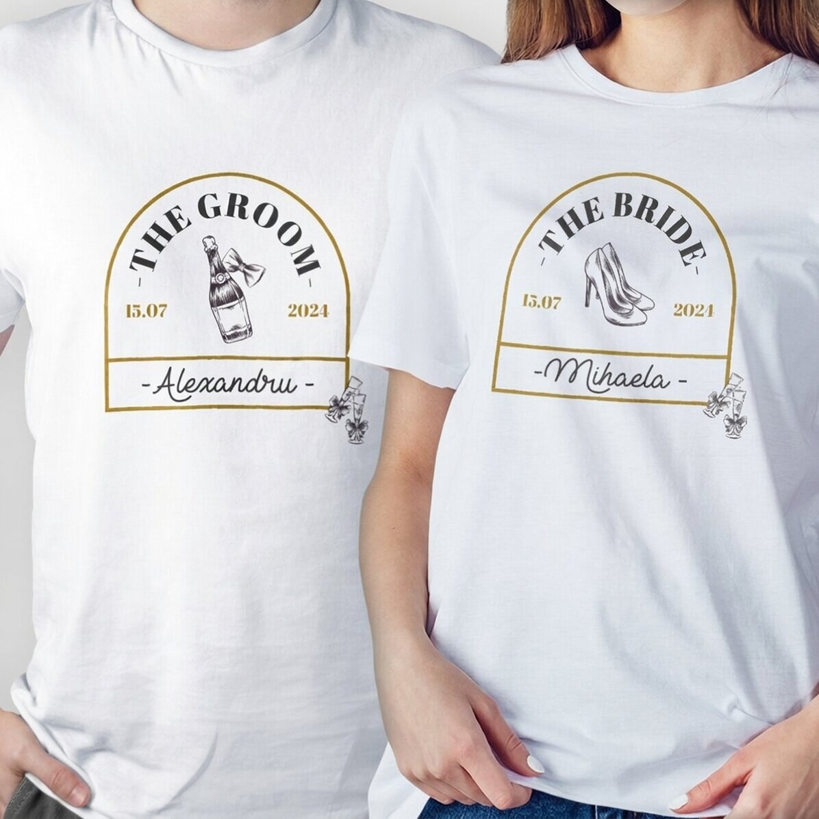 T-shirt en coton personnalisé avec un message pour un mariage - Vintage Love
